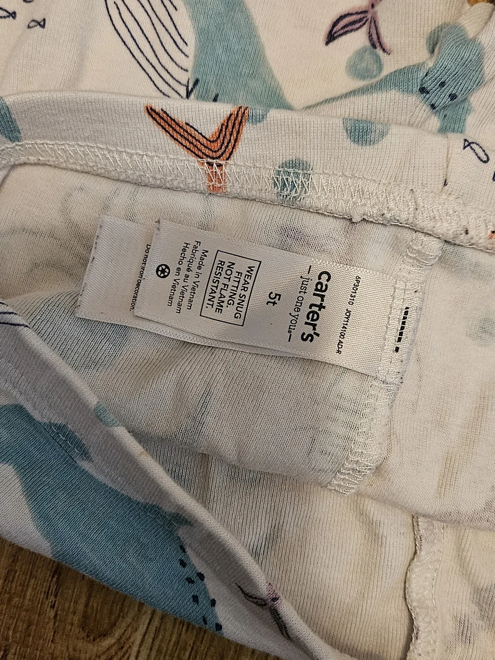 Carter's White Leggings with Blue & Orange Sea Life Print